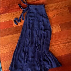 Reformation Elegant Navy Blue Wrap Skirt